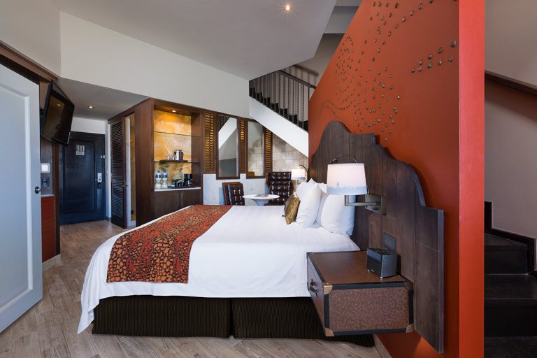The bedroom area of a Rock Suite.