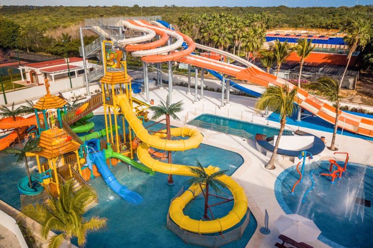 An aerial view of the Hard Rock waterpark.