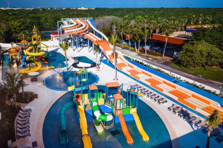 An aerial view of the Hard Rock waterpark.