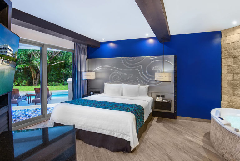 The interior of a swim up pool suite.