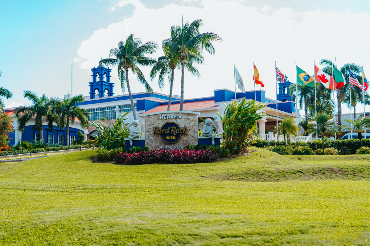 The front entrance of Hard Rock Riviera Maya lobby.