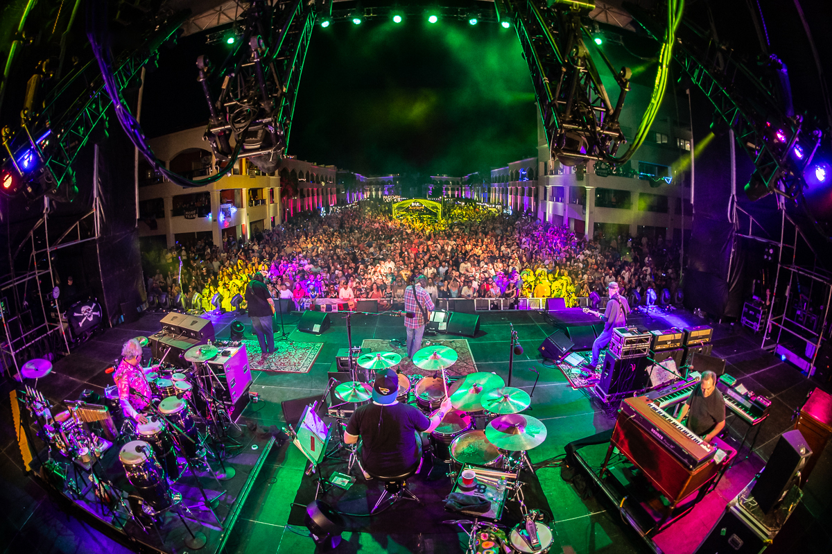 Photo from behind the band looking out towards the crowd.