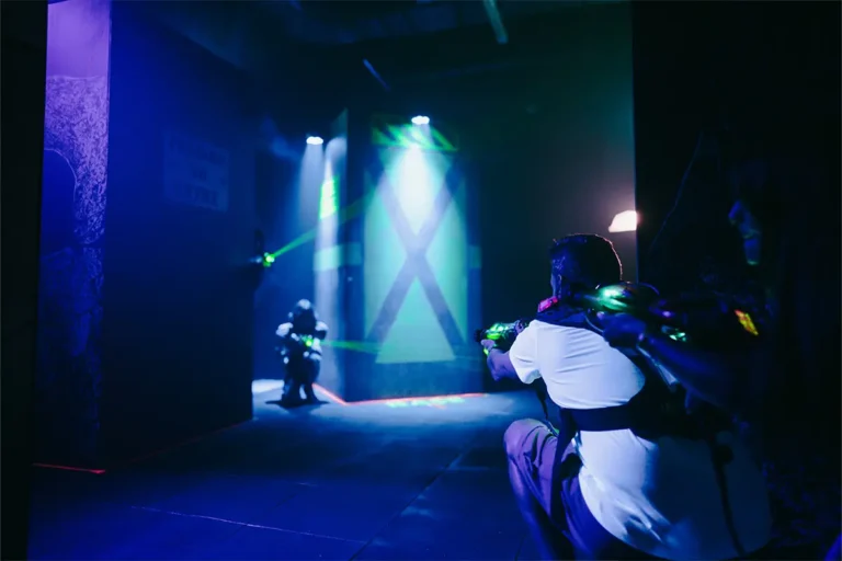Guests playing laser tag.